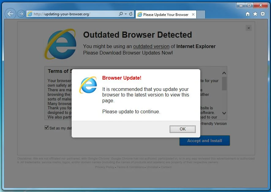 [Image: Updating-your-browser.org pop-up virus]