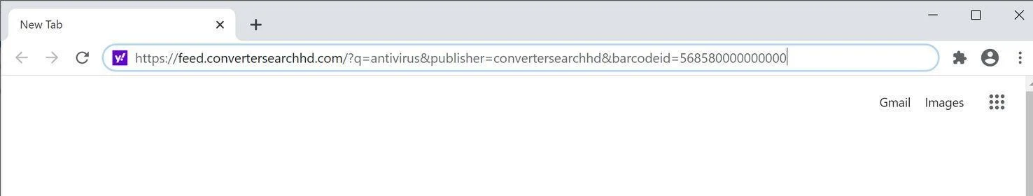Image: Chrome browser is redirected to ConverterSearchHD Search