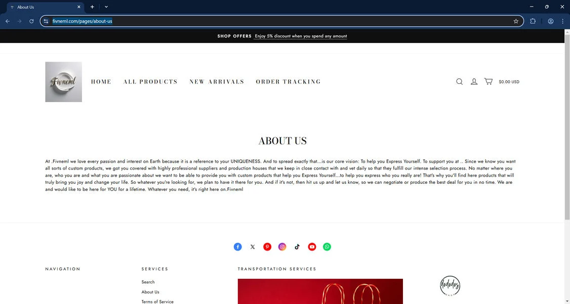 Fivneml.com Store Is A Scam - Never Shop Here 1 Fivneml.com scam