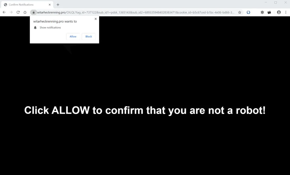 How to remove Witarheckrenning.pro pop-up ads (Virus Removal Guide) 1 Image: Chrome browser is redirected to Witarheckrenning.pro