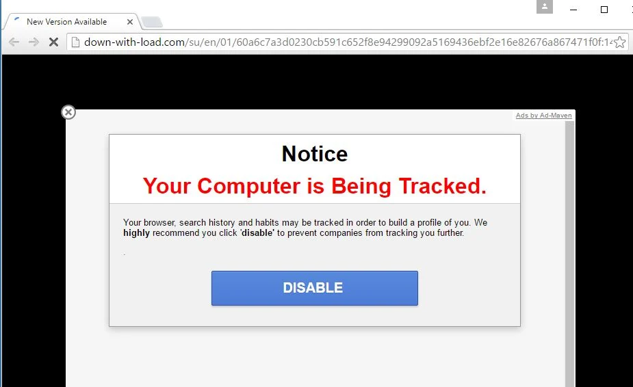 Your Computer is Being Tracked redirect