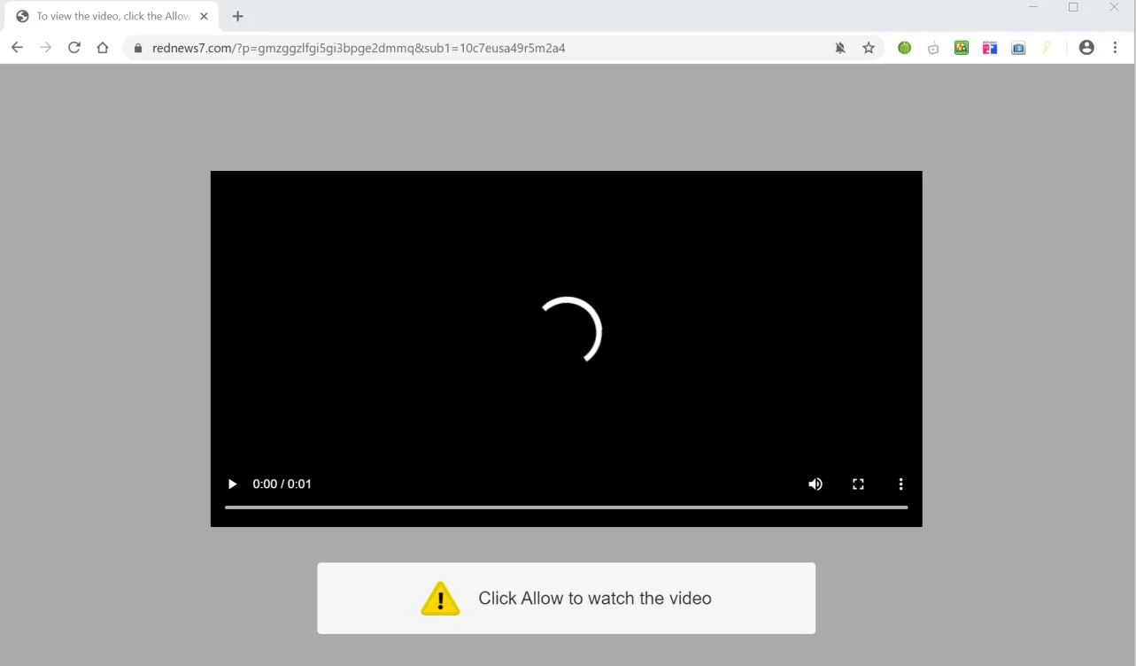 Image: Chrome browser is redirected to Rednews7.com