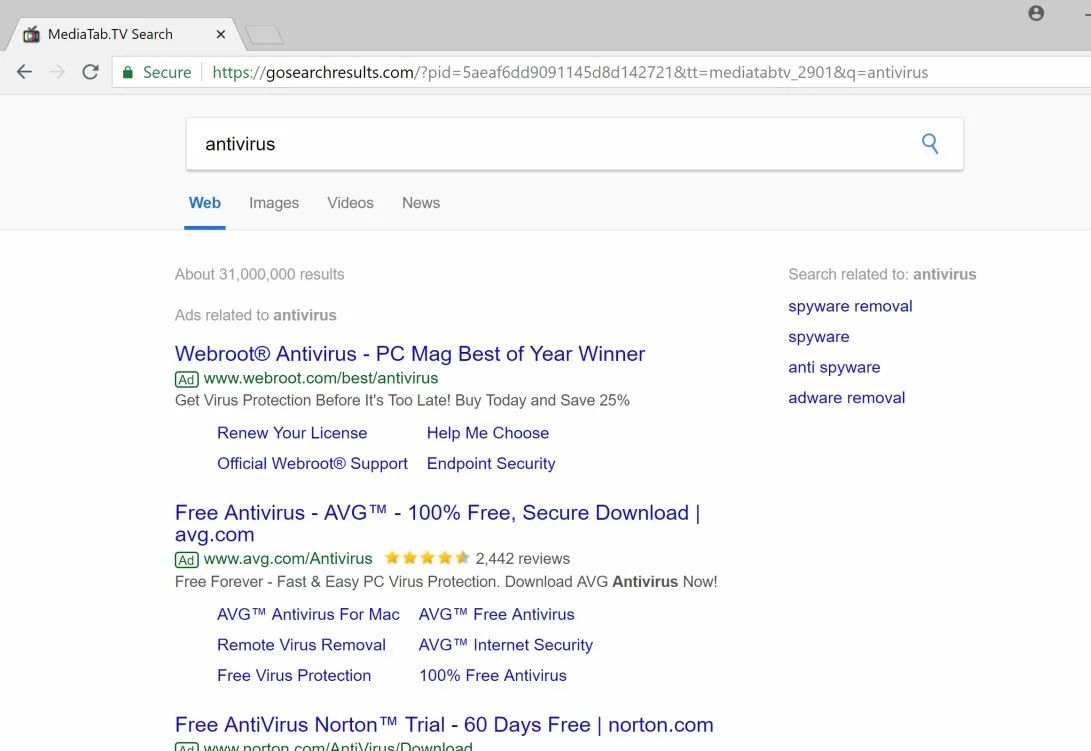 MediaTab.TV Search redirect virus