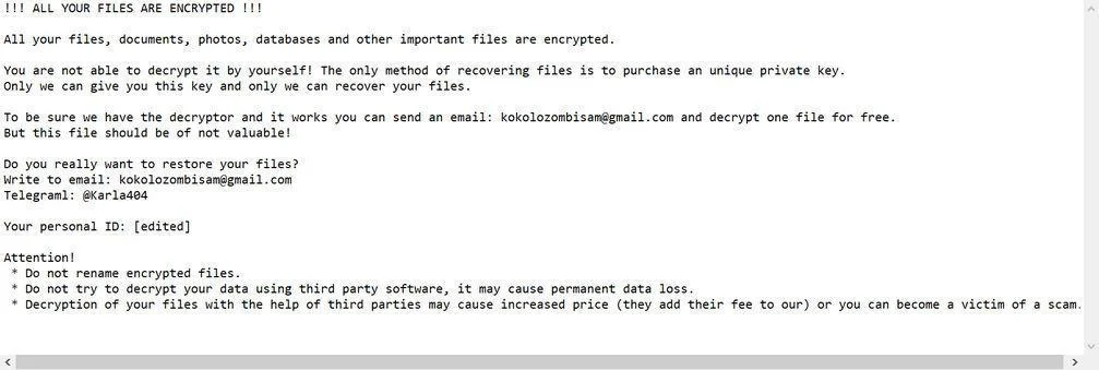Image: Karla404 ransomware