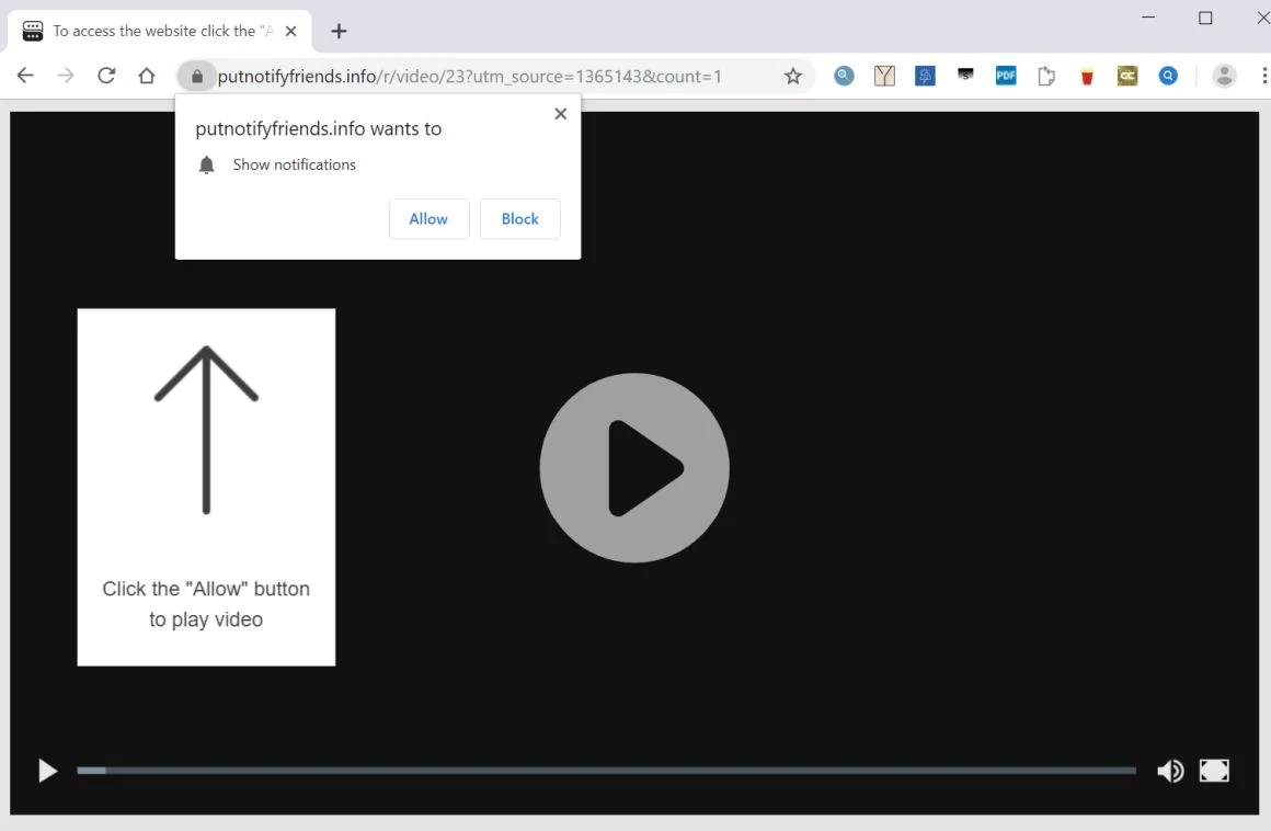 How to remove Putnotifyfriends.info pop-up ads (Virus Removal Guide) 1 Image: Chrome browser is redirected to the Putnotifyfriends.info site