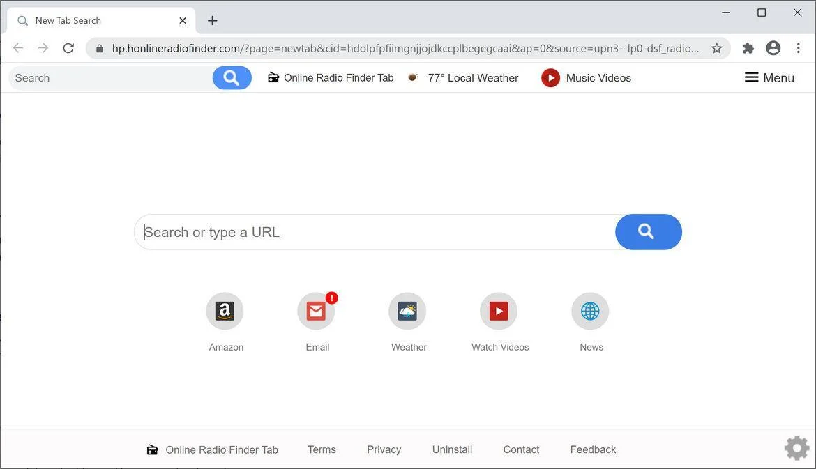 Remove Online Radio Finder Tab browser hijacker (Virus Removal Guide) 1 Image: Chrome browser is redirected to Online Radio Finder Tab