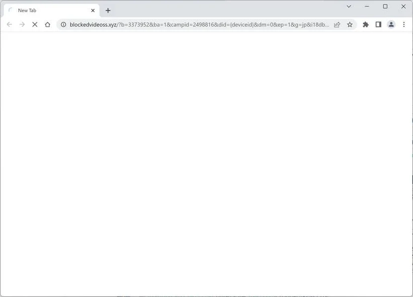 Image: Chrome browser is redirected to Blockedvideoss.xyz