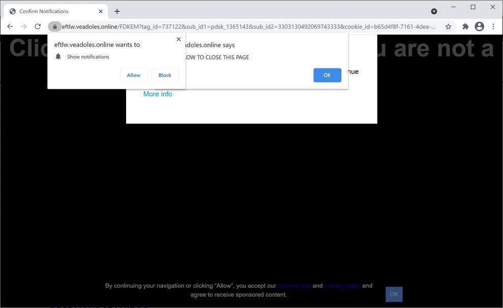 Remove Veadoles.online pop-up ads (Virus Removal Guide) 1 Image: Chrome browser is redirected to Veadoles.online
