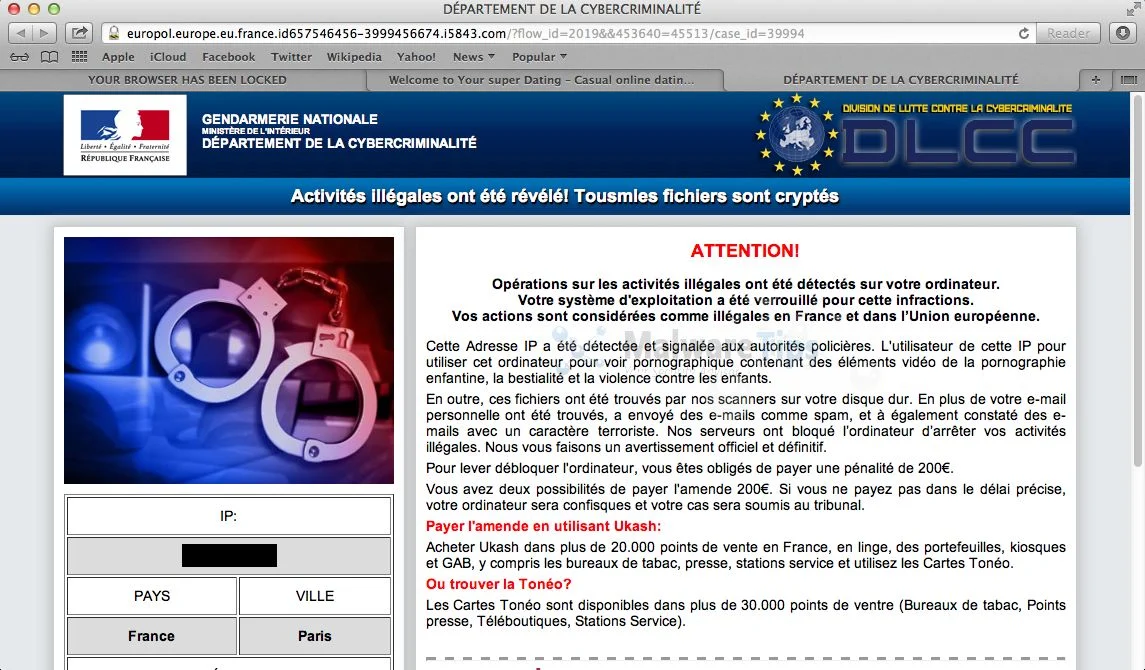 Gendarmerie Nationale Mac OS X Gendarmerie Nationale Mac OS X Ukash virus