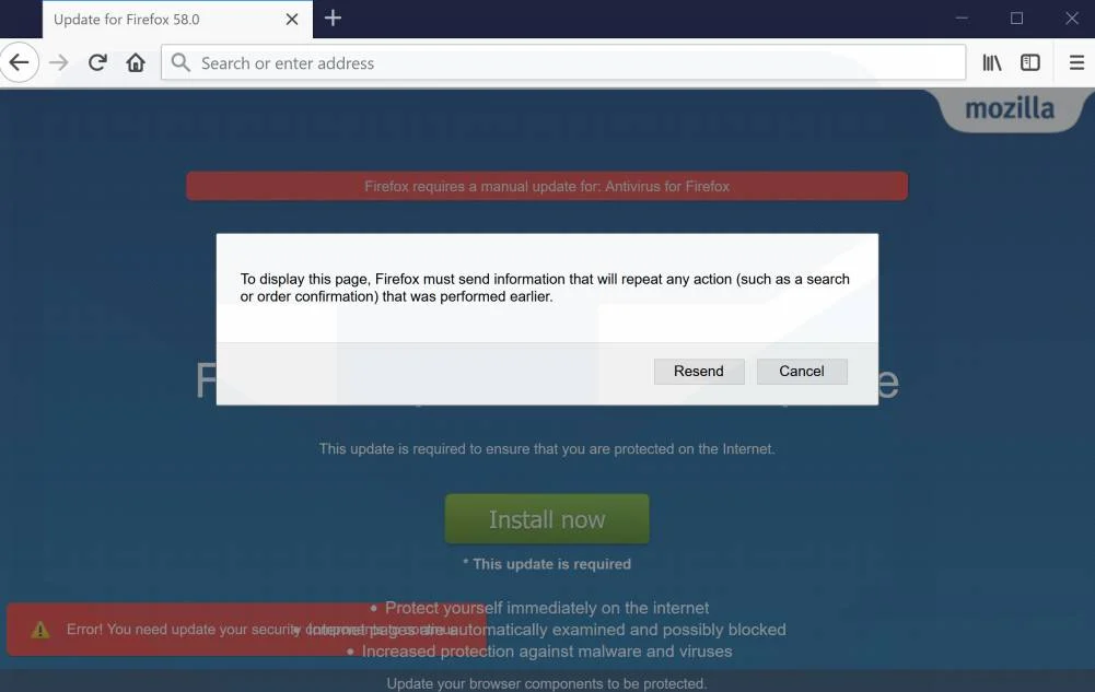 Update for Firefox 58.0 Scam Alerts