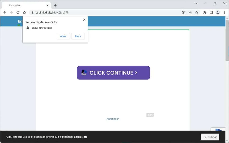 Image: Chrome browser is redirected to Seulink.digital
