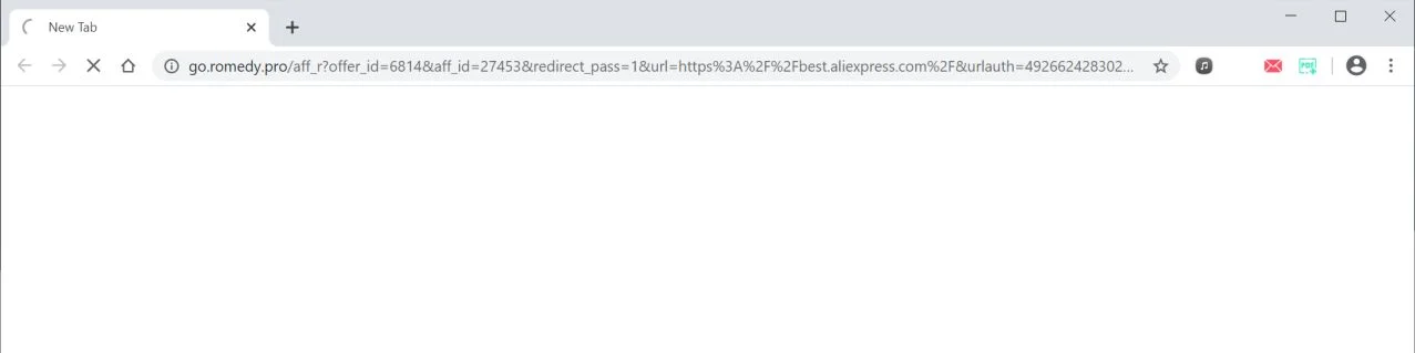 Image: Chrome browser is redirected to Go.romedy.pro