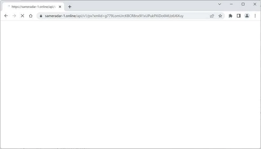 Image: Chrome browser is redirected to the Sameradar-1.online site