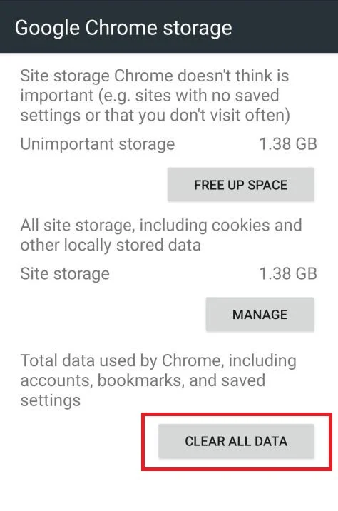 Tap on Clear All Data