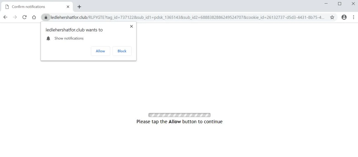 Remove Ledlehershatfor.club pop-up ads (Virus Removal Guide) 1 Image: Chrome browser is redirected to the Ledlehershatfor.club site