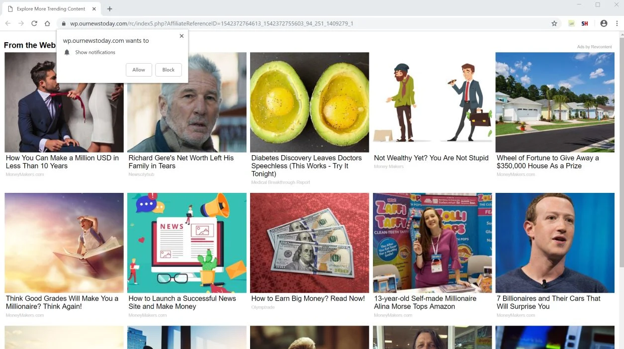 wp.ournewstoday.com redirect virus