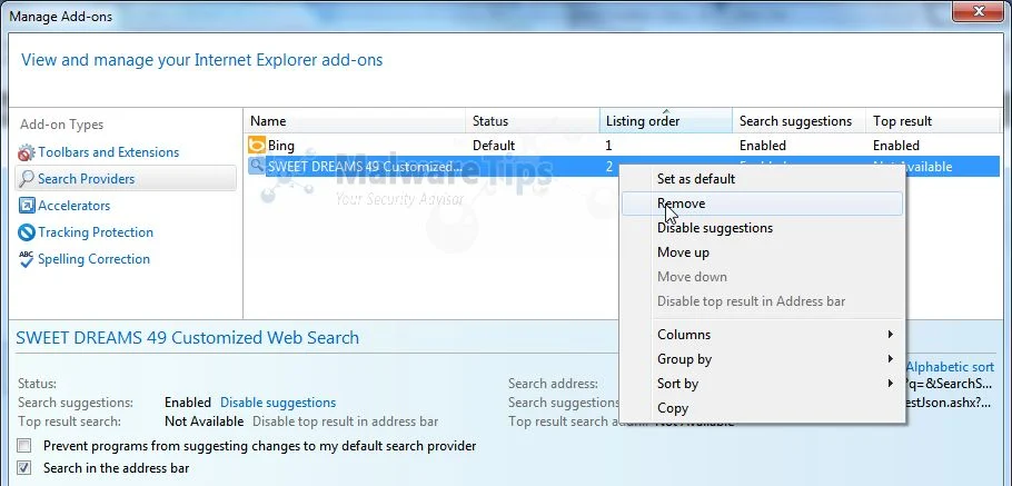 [Image: Sweet Dreams 49 Customized Web Search Internet Explorer removal]