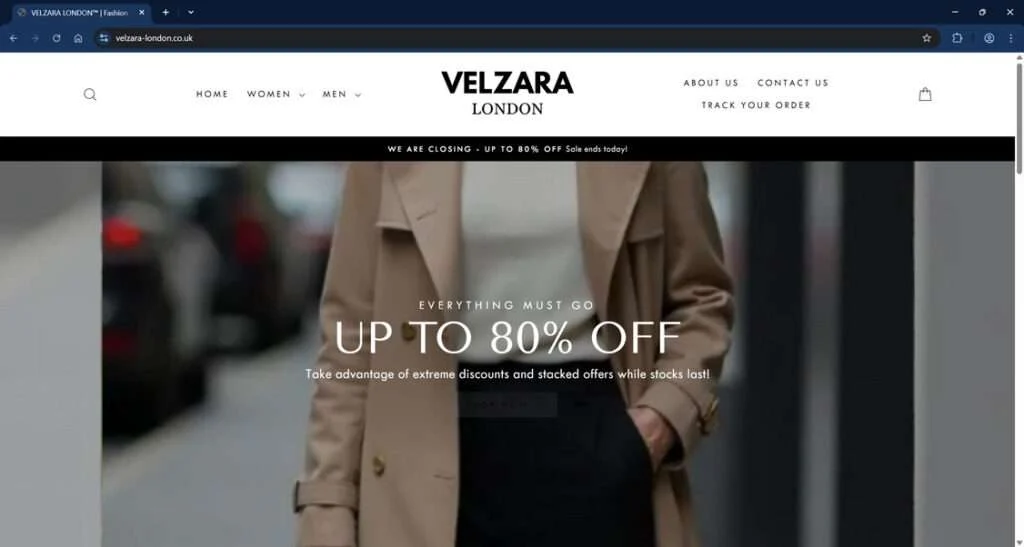 Velzara-london.co.uk Scam Store - Complete Ripoff Alert 1 Velzara london.co .uk scam 1