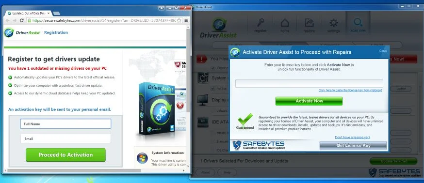Driver Assist pop-up virus