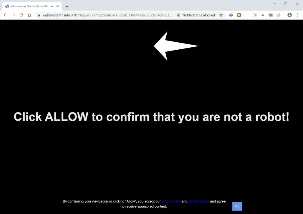 Image: Chrome browser is redirected to Ughmortanth.info