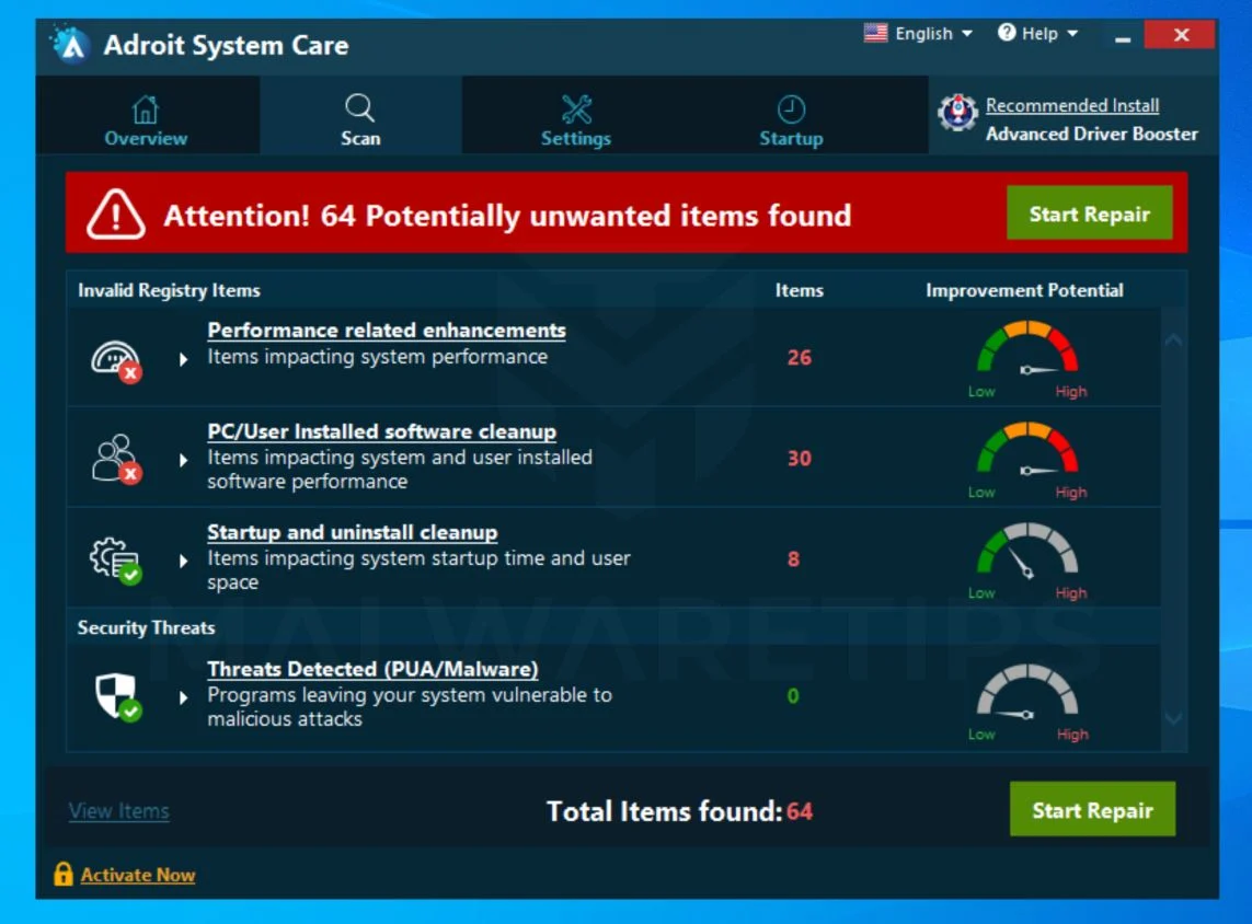 How to remove Adroit System Care (Virus Removal Guide) 1 Image: Adroit System Care