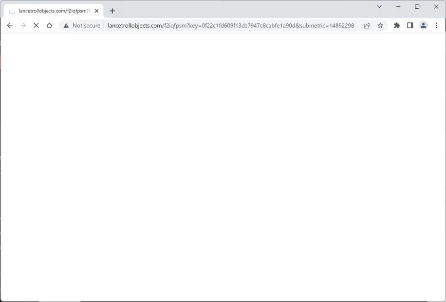 Image: Chrome browser is redirected to Lancetrollobjects.com