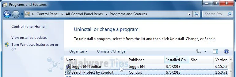[Image: Uninstall Toggle Toolbar from Windows]