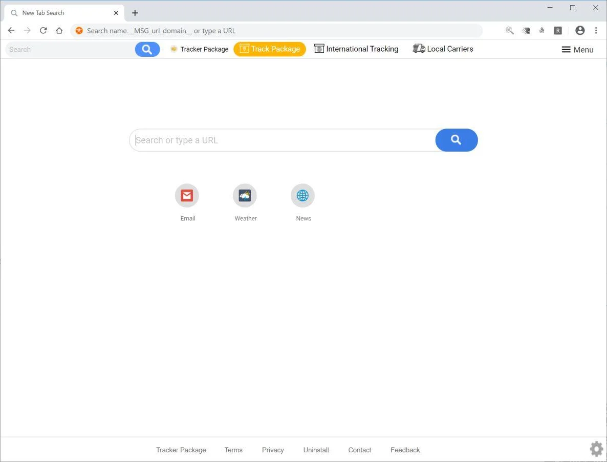 Image: Chrome browser is redirected to Tracker Package