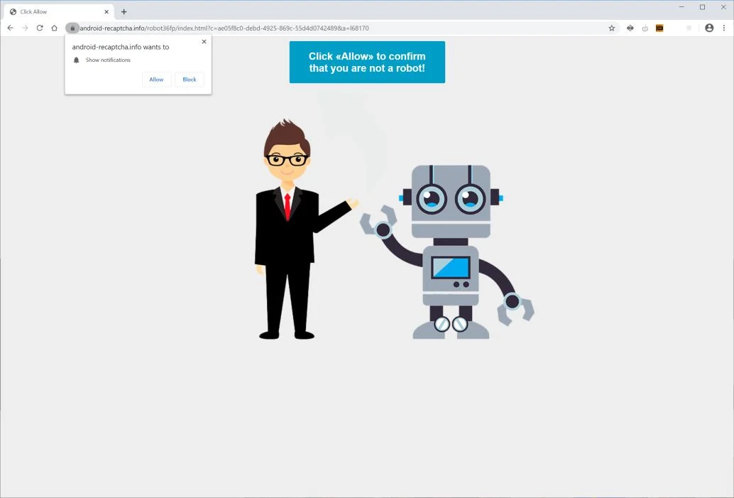 Image: Chrome browser is redirected to Android-recaptcha.info