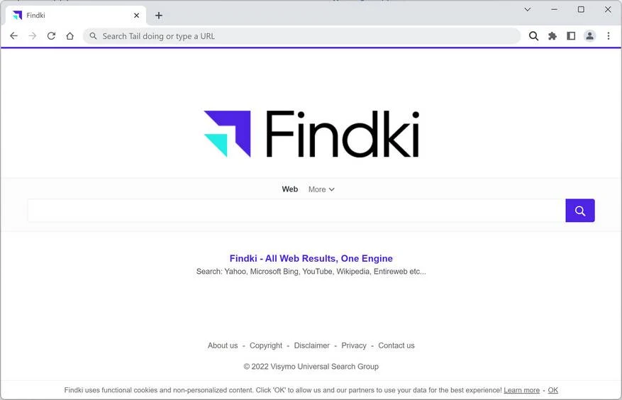 Image: Findki.com browser redirect