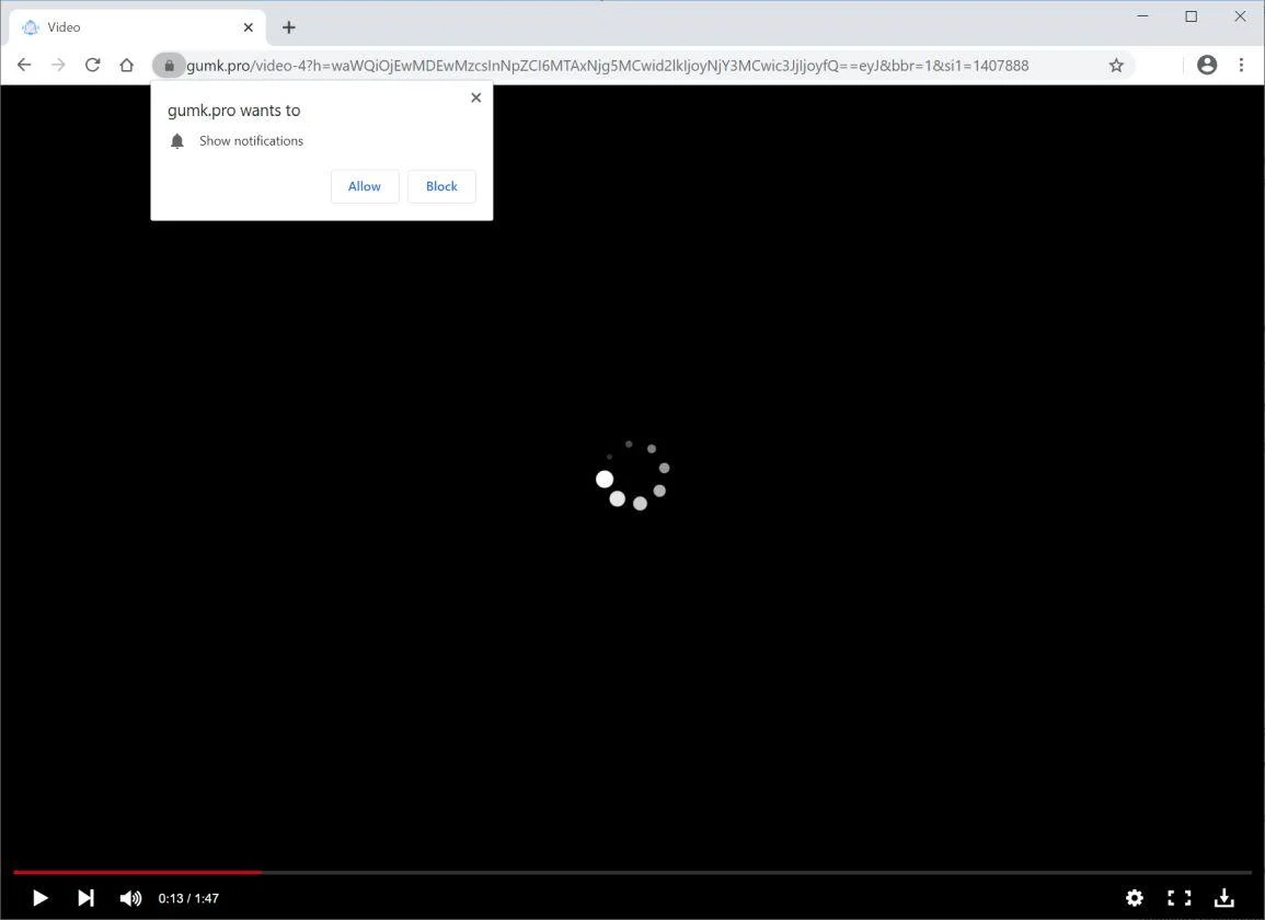 Image: Chrome browser is redirected to Gumk.pro