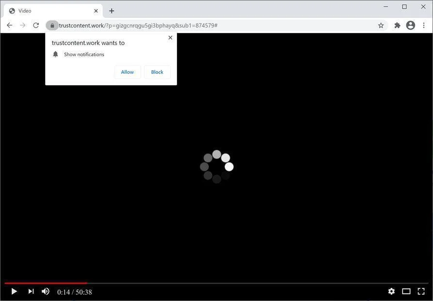 Remove Trustcontent.work pop-up ads (Virus Removal Guide) 1 Image: Chrome browser is redirected to Trustcontent.work