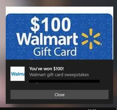 Remove "$100 Walmart Gift Card" pop-up ads (Virus Removal Guide) 1 Image: $100 Walmart Gift Card - Scam