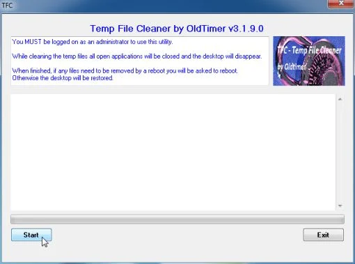 [Image: Temp File Cleaner starting removal process]