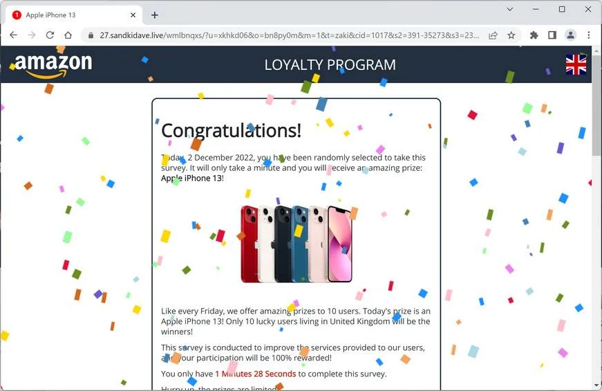 How To Remove Sandkidave.live Ads (Virus Removal Guide) 1 Image: Sandkidave.live Fake Amazon Loyalty Program Survey
