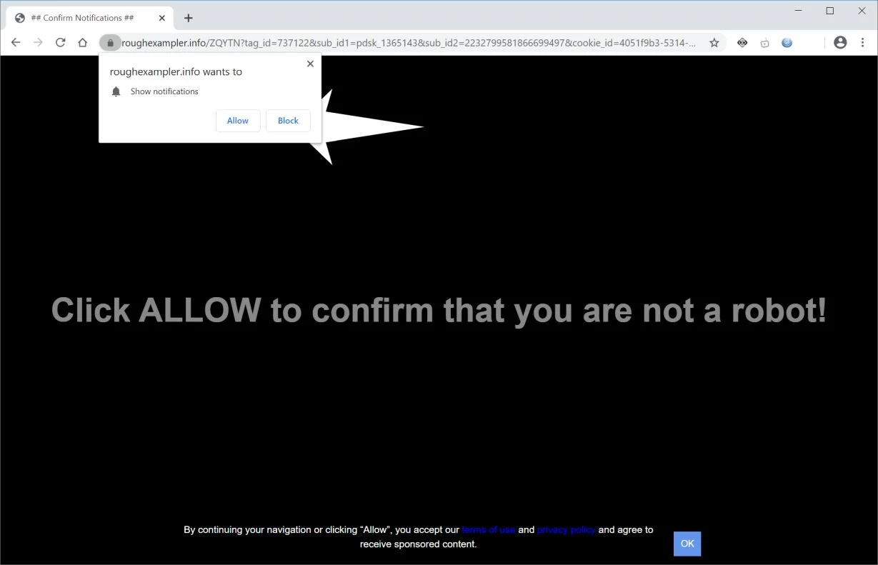 How to remove Roughexampler.info pop-up ads (Virus Removal Guide) 1 Image: Chrome browser is redirected to Roughexampler.info