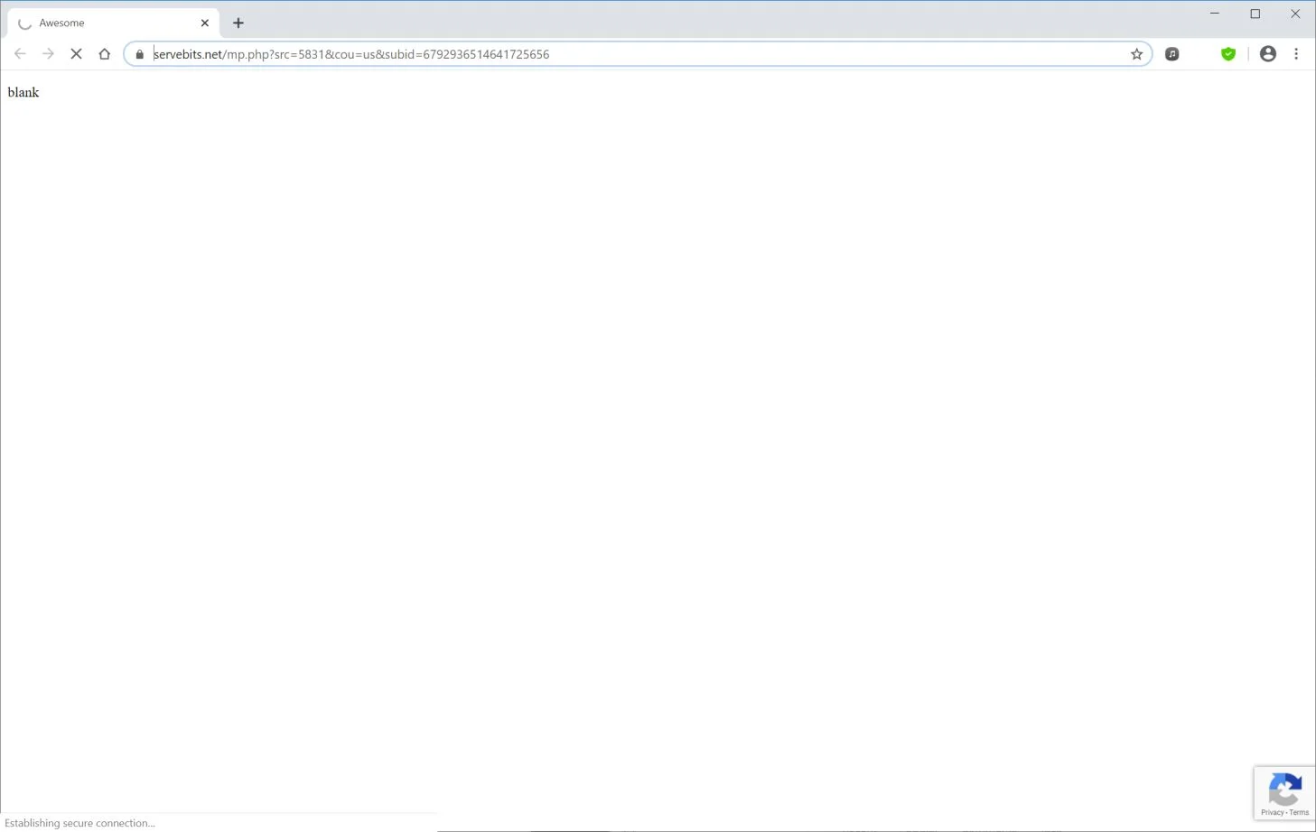 Image: Chrome browser is redirected to Servebits.net