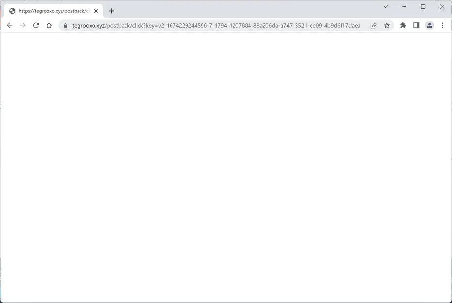 Image: Chrome browser is redirected to the Tegrooxo.xyz site