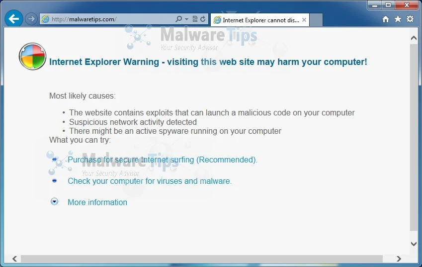 [Image: Antimalware Internet Explorer Warning]