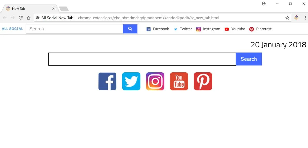 All Social New Tab redirect