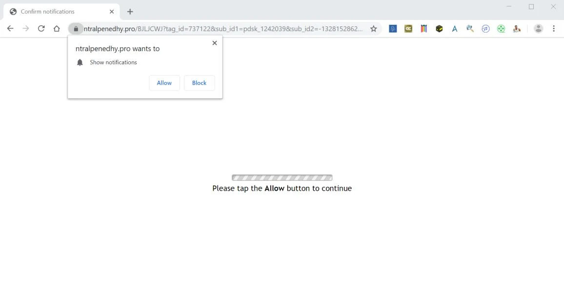 How to remove Ntralpenedhy.pro pop-up ads (Virus Removal Guide) 1 Image: Chrome browser is redirected to Ntralpenedhy.pro