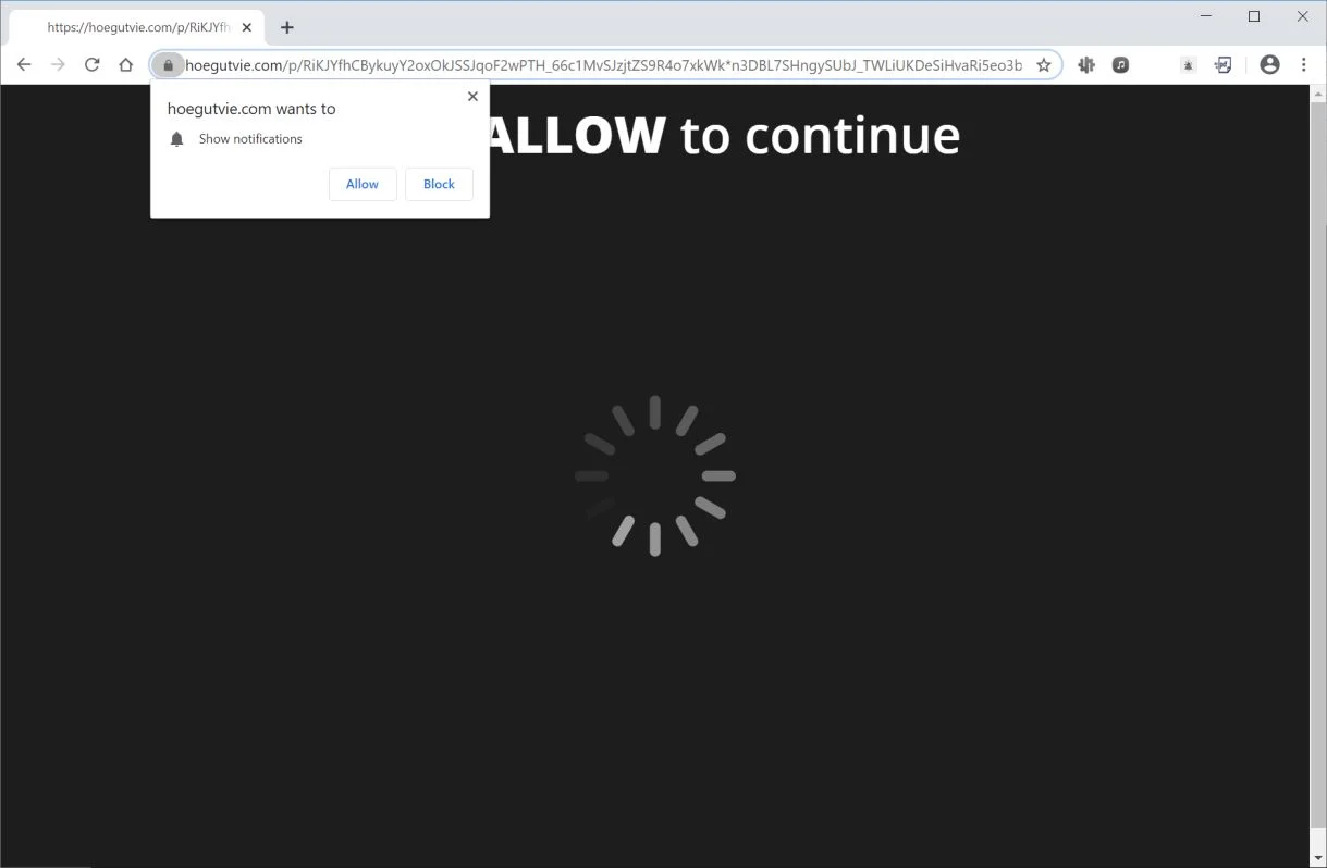 How to remove Hoegutvie.com pop-up ads (Virus Removal Guide) 1 Image: Chrome browser is redirected to Hoegutvie.com