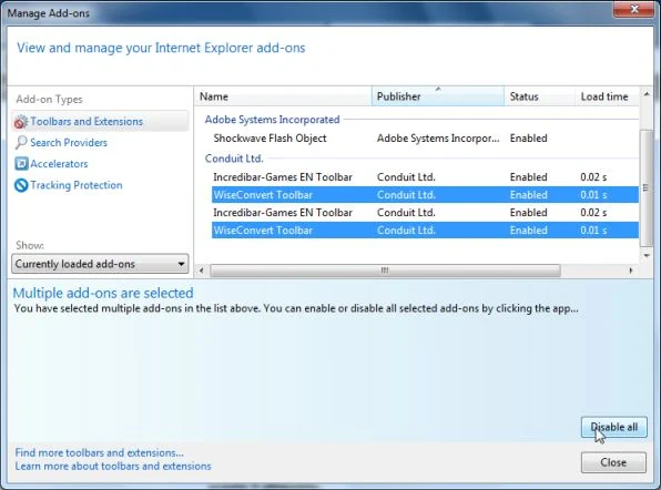 [Image: WiseConvert Toolbar Internet Explorer add-ons]