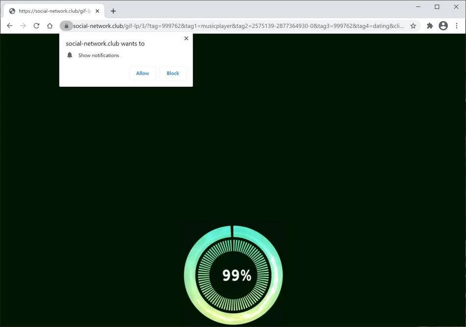 Remove Social-network.club pop-up ads (Virus Removal Guide) 1 Image: Chrome browser is redirected to Social-network.club