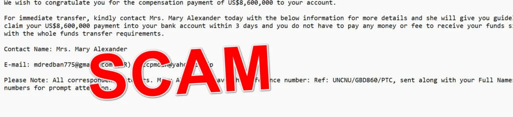Beware! The $8.6 Million Bank Account Scam Email Explained 1 1 10