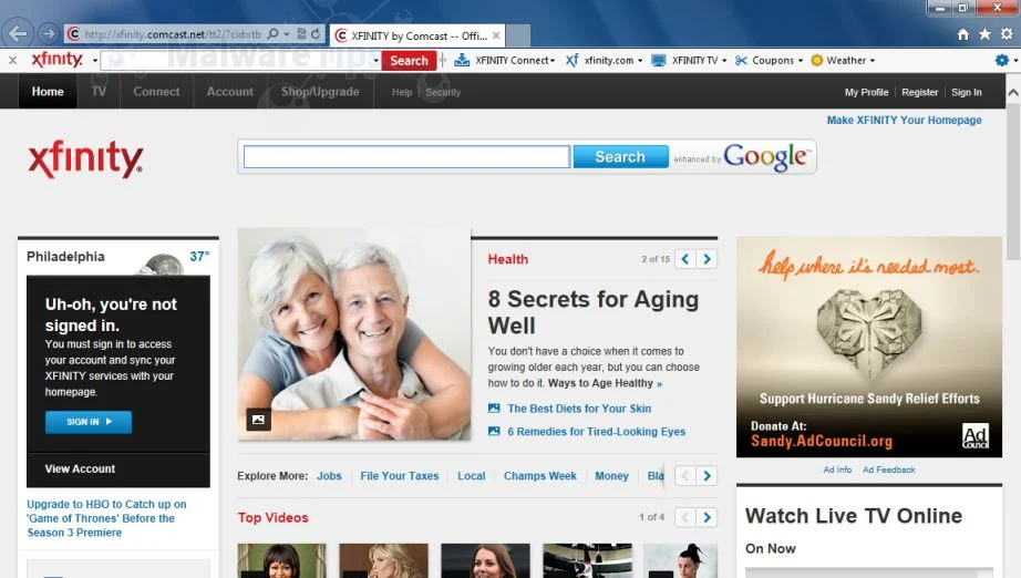 [Image: Xfinity toolbar]