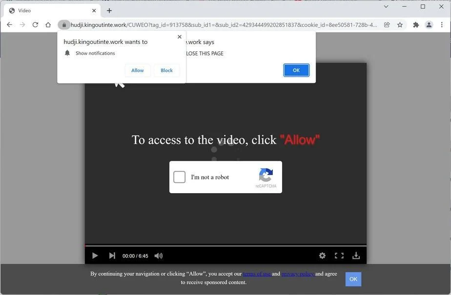 Remove Kingoutinte.work Pop-up Ads (Virus Removal Guide) 1 Image: Chrome browser is redirected to Kingoutinte.work