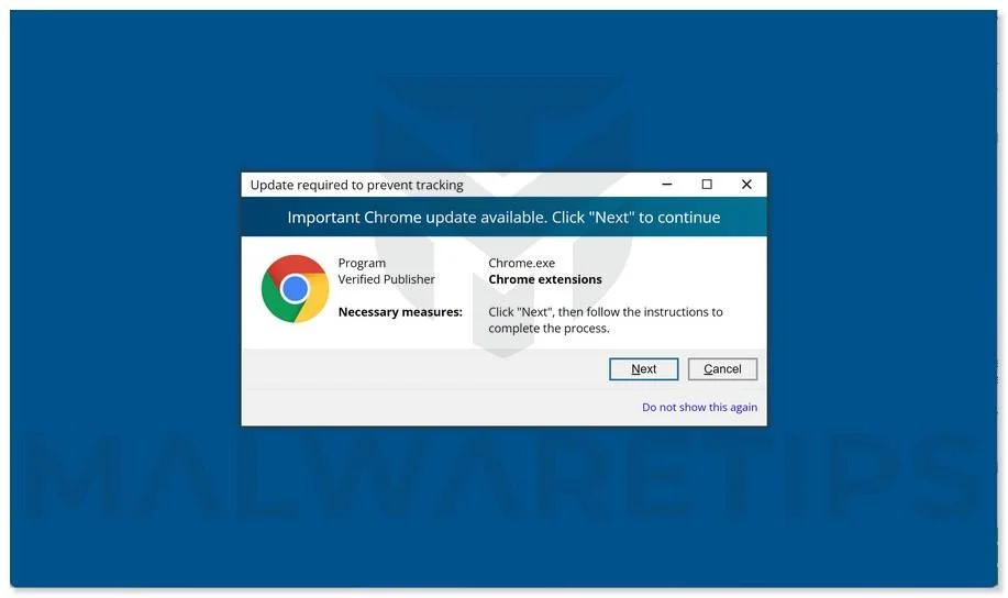 Image: Update Required To Prevent Tracking Scam