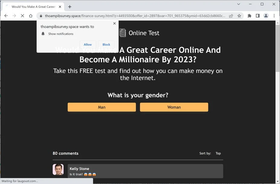 Screenshot of Thoampibsurvey.space Ads