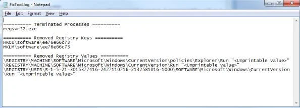 Symantec FixToolKotver log infection